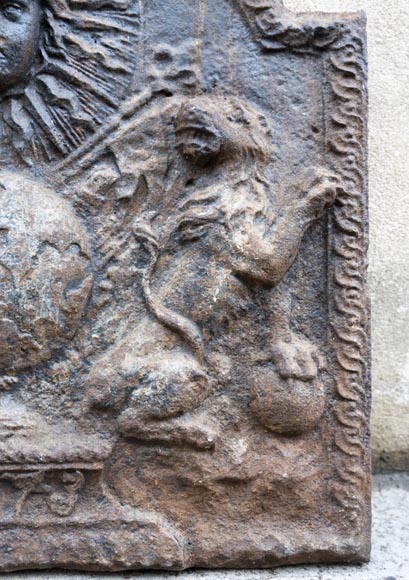 Louis XIV fireback with two lions, 1673 Louis XIV fireback with two lions, 1673-5