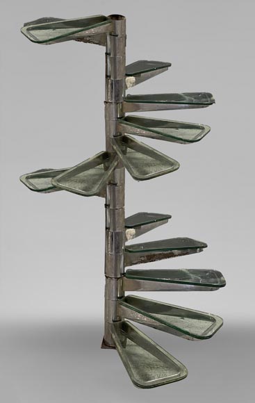 Spiral staircase in glass and chromed metal Spiral staircase in glass and chromed metal-0
