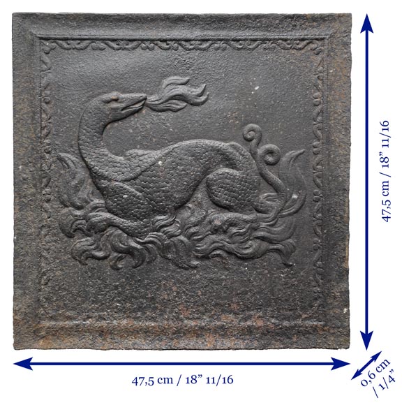 Fireback from the 17th century, decorated with a salamander, emblem of François I Fireback from the 17th century, decorated with a salamander, emblem of François I-5