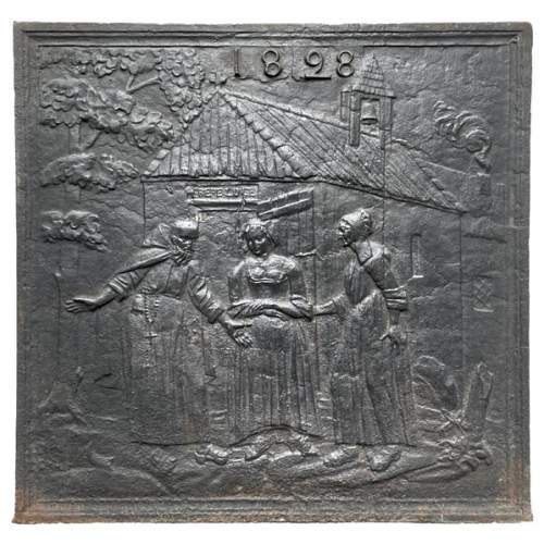 Fireback dated 1828 representing a scene from the tale 