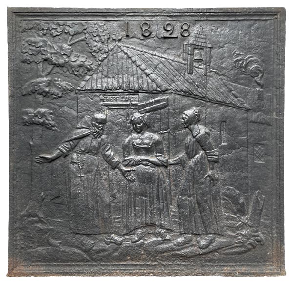 Fireback dated 1828 representing a scene from the tale Fireback dated 1828 representing a scene from the tale
