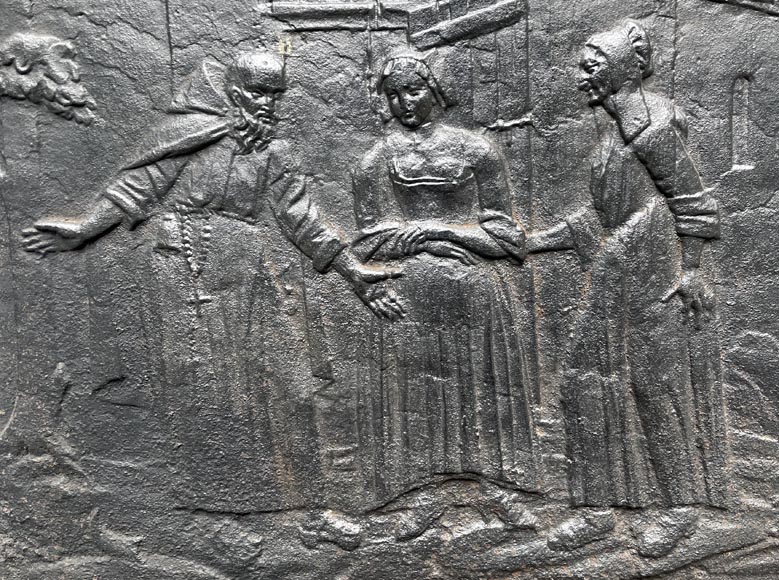 Fireback dated 1828 representing a scene from the tale Fireback dated 1828 representing a scene from the tale