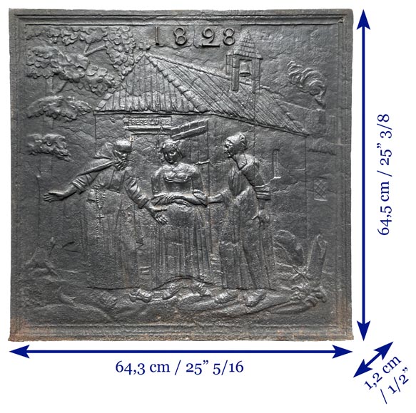 Fireback dated 1828 representing a scene from the tale Fireback dated 1828 representing a scene from the tale