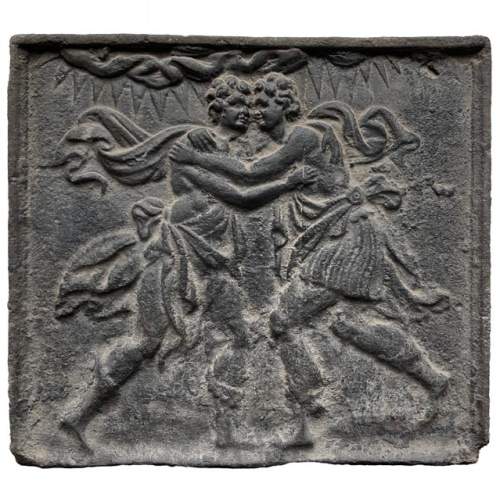 18th century fireback with a scene of conciliation