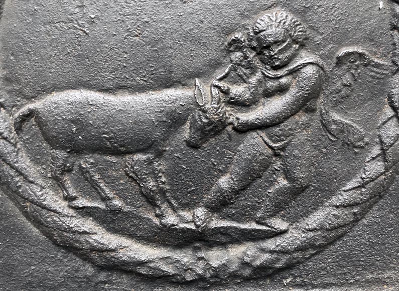 Fireback from the XVIIIth century showing a lover having fun with a goat Fireback from the XVIIIth century showing a lover having fun with a goat-1