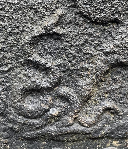 19th century fireback representing a mythological battle scene 19th century fireback representing a mythological battle scene-2