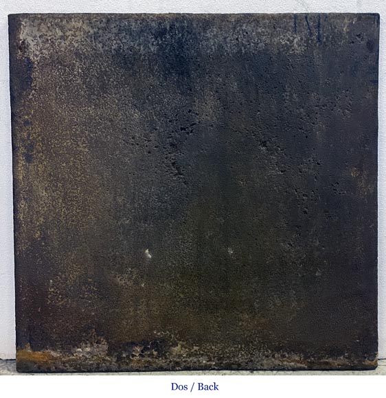 Fireback of the 18th century with two atlantes supporting an entablature with fire vases Fireback of the 18th century with two atlantes supporting an entablature with fire vases-6