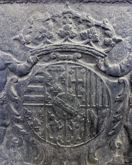 Fireback featuring the coat of arms of Leopold I, Duke of Lorraine and Bar Fireback featuring the coat of arms of Leopold I, Duke of Lorraine and Bar-1