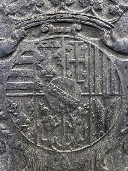 Fireback featuring the coat of arms of Leopold I, Duke of Lorraine and Bar Fireback featuring the coat of arms of Leopold I, Duke of Lorraine and Bar-2
