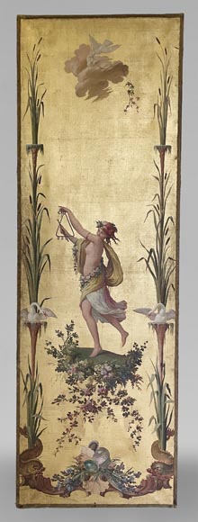 Pair of decorative canvases on the theme of music in the 18th century taste Pair of decorative canvases on the theme of music in the 18th century taste-2