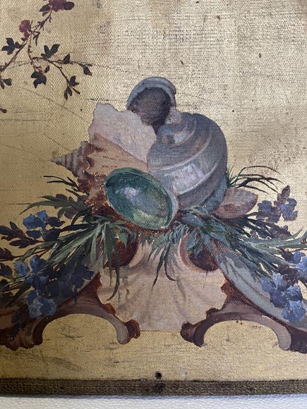 Pair of decorative canvases on the theme of music in the 18th century taste Pair of decorative canvases on the theme of music in the 18th century taste-6