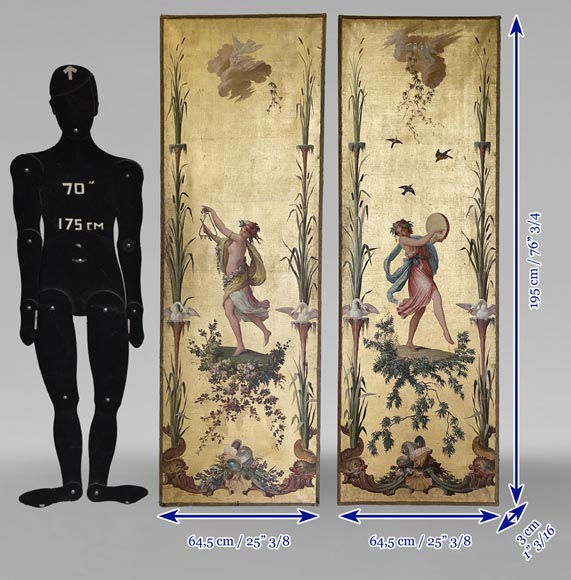 Pair of decorative canvases on the theme of music in the 18th century taste Pair of decorative canvases on the theme of music in the 18th century taste-14