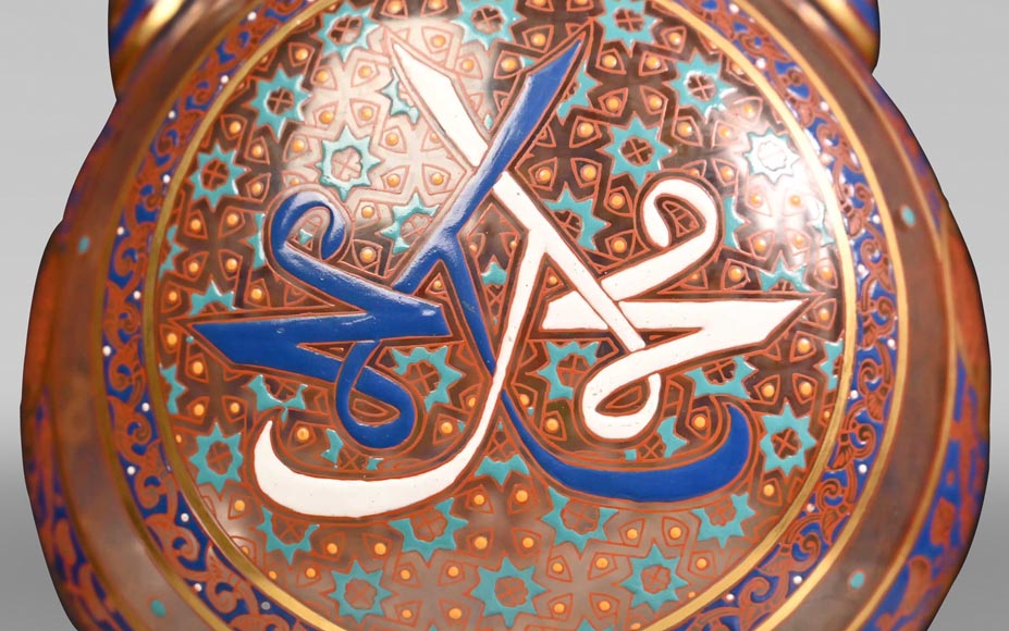J & L LOBMEYR, oriental style vase in enameled glass in the name of Mohamed J & L LOBMEYR, oriental style vase in enameled glass in the name of Mohamed-2