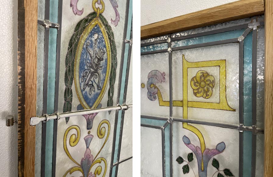 Set of 2 Napoleon III stained glass windows Set of 2 Napoleon III stained glass windows-10