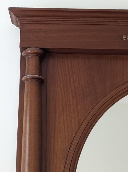 Empire style trumeau with carved walnut half-circle top Empire style trumeau with carved walnut half-circle top-2