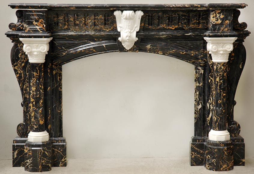 Napoleon III Portor and Carrara Statuary marble mantel with Corinthian columns Napoleon III Portor and Carrara Statuary marble mantel with Corinthian columns-0