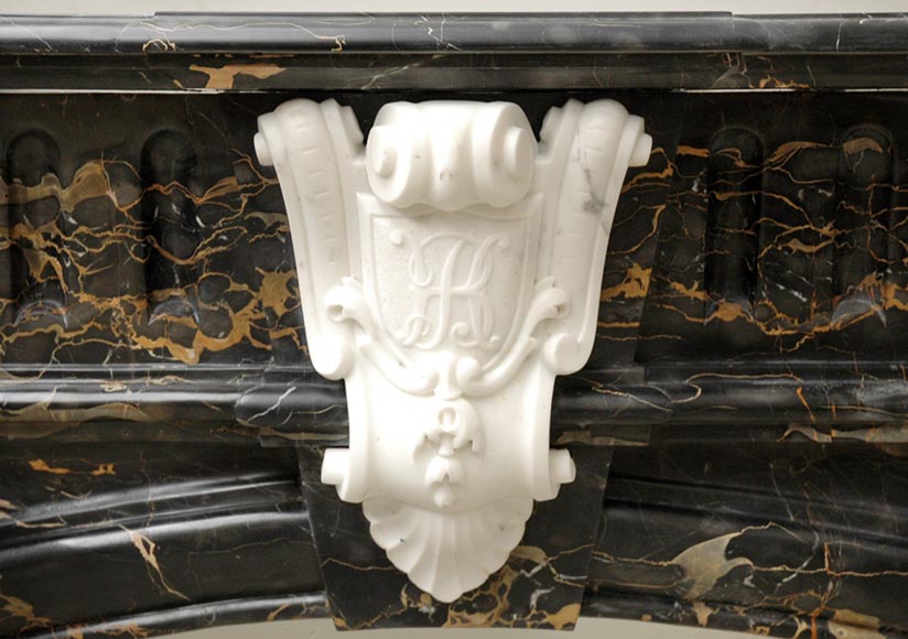 Napoleon III Portor and Carrara Statuary marble mantel with Corinthian columns Napoleon III Portor and Carrara Statuary marble mantel with Corinthian columns-1