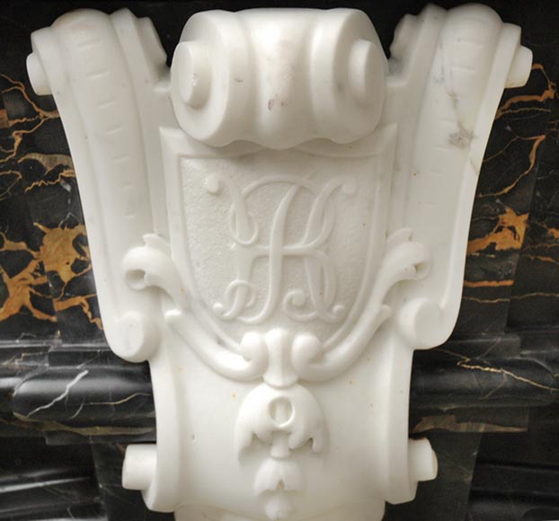 Napoleon III Portor and Carrara Statuary marble mantel with Corinthian columns Napoleon III Portor and Carrara Statuary marble mantel with Corinthian columns-2