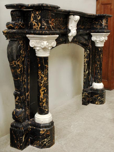 Napoleon III Portor and Carrara Statuary marble mantel with Corinthian columns Napoleon III Portor and Carrara Statuary marble mantel with Corinthian columns-4