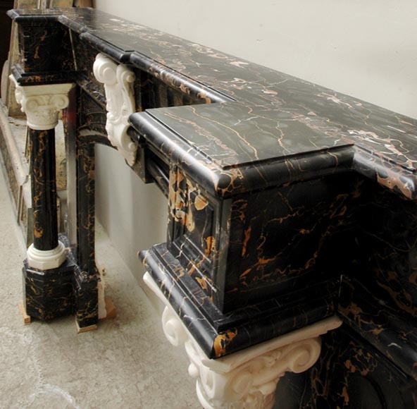 Napoleon III Portor and Carrara Statuary marble mantel with Corinthian columns Napoleon III Portor and Carrara Statuary marble mantel with Corinthian columns-11