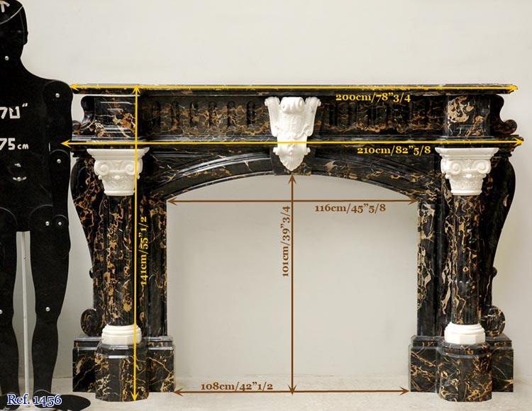 Napoleon III Portor and Carrara Statuary marble mantel with Corinthian columns Napoleon III Portor and Carrara Statuary marble mantel with Corinthian columns-13