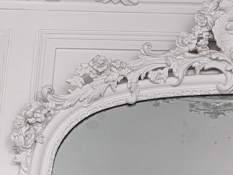 Large carved wood and stucco overmantel from the Napoleon III period Large carved wood and stucco overmantel from the Napoleon III period-3