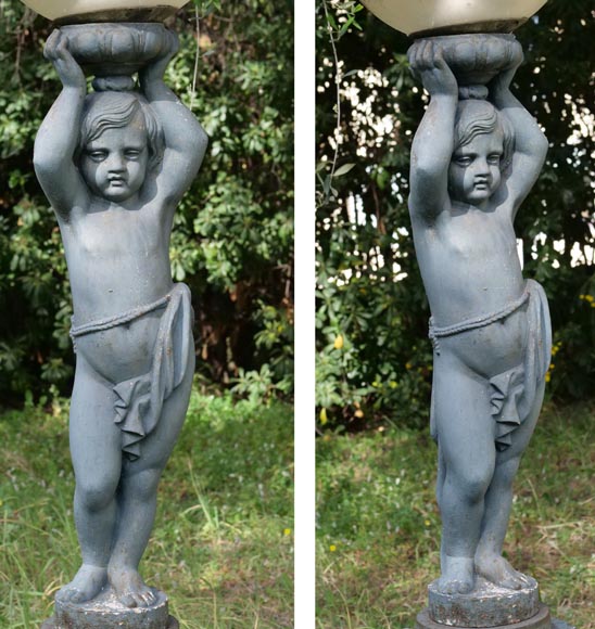 Floor lamp with putto, Val d'Osne cast iron Floor lamp with putto, Val d'Osne cast iron-3