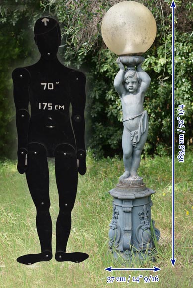 Floor lamp with putto, Val d'Osne cast iron Floor lamp with putto, Val d'Osne cast iron-14