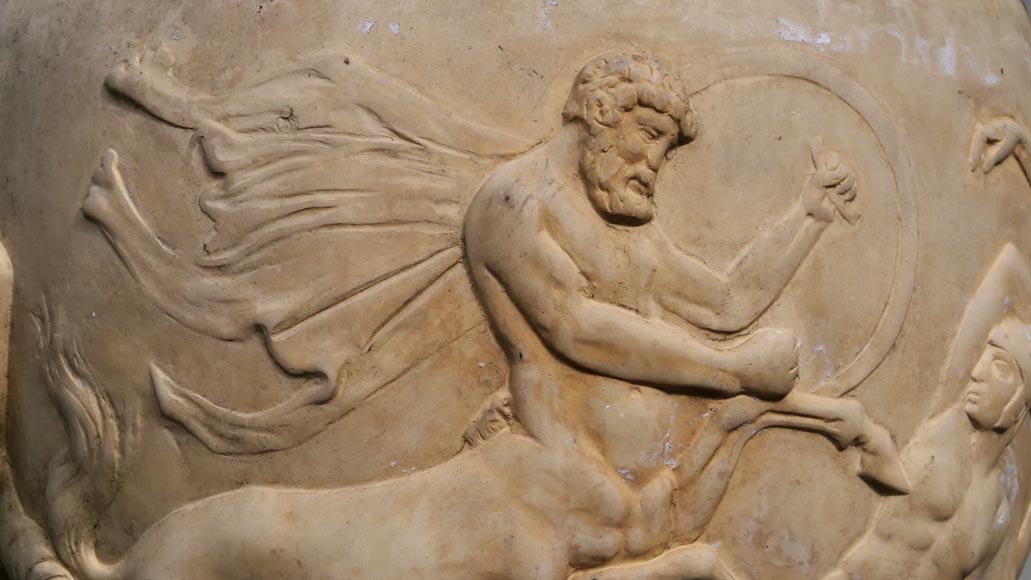 Large Greek style vase in painted terracotta Large Greek style vase in painted terracotta-7