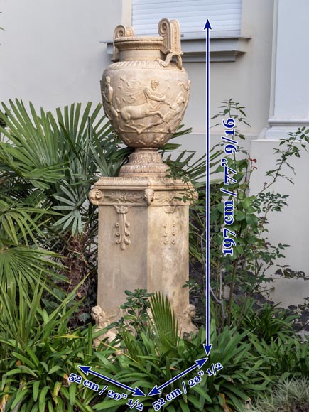 Large Greek style vase in painted terracotta Large Greek style vase in painted terracotta-13