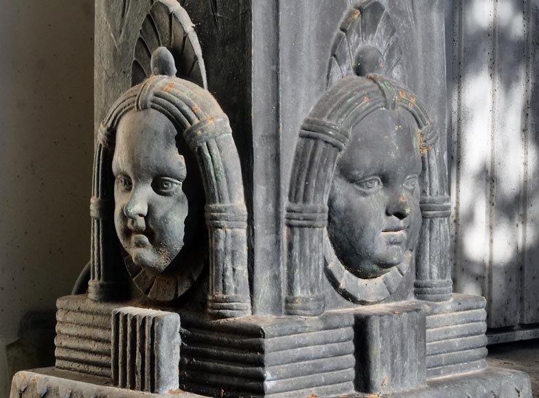 Greek style vase and its egyptian base, cast iron Greek style vase and its egyptian base, cast iron-11