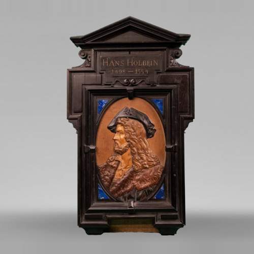 Portrait of Hans Holbein, a wood marquetry painting attributed to FOURDINOIS