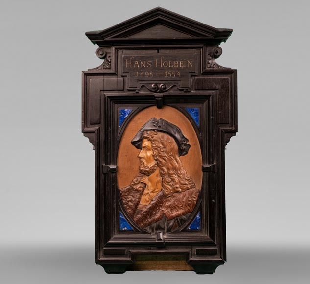 Portrait of Hans Holbein, a wood marquetry painting attributed to FOURDINOIS Portrait of Hans Holbein, a wood marquetry painting attributed to FOURDINOIS-0