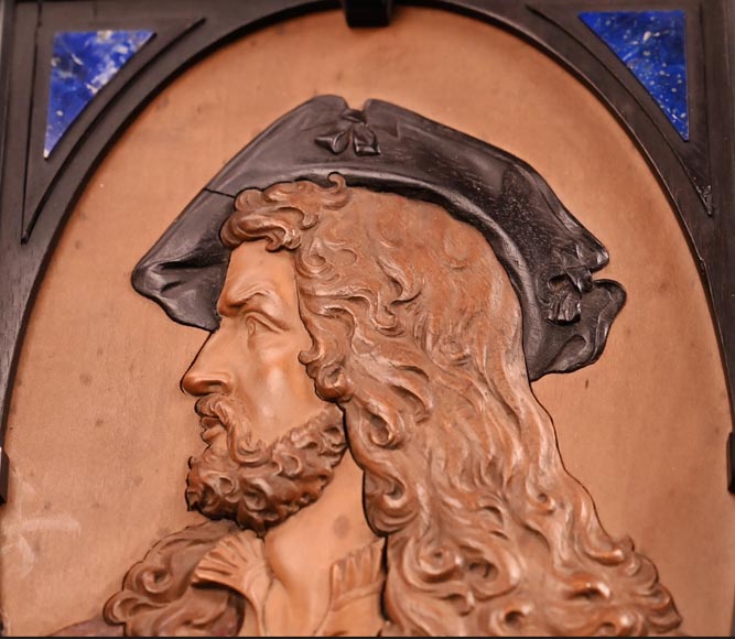 Portrait of Hans Holbein, a wood marquetry painting attributed to FOURDINOIS Portrait of Hans Holbein, a wood marquetry painting attributed to FOURDINOIS-2