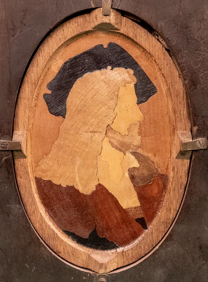 Portrait of Hans Holbein, a wood marquetry painting attributed to FOURDINOIS Portrait of Hans Holbein, a wood marquetry painting attributed to FOURDINOIS-5