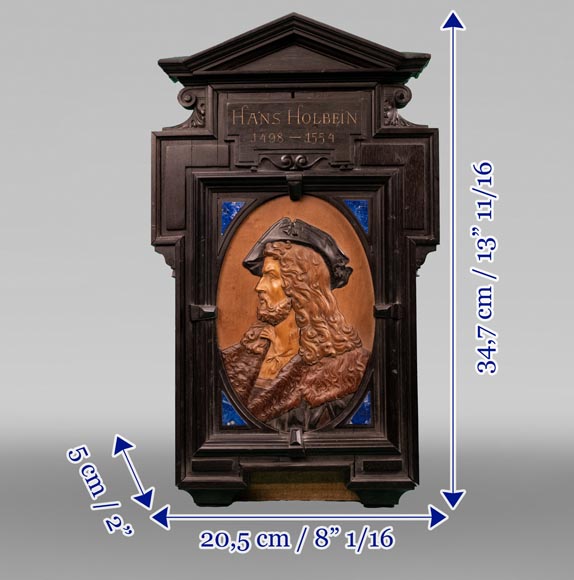 Portrait of Hans Holbein, a wood marquetry painting attributed to FOURDINOIS Portrait of Hans Holbein, a wood marquetry painting attributed to FOURDINOIS-7