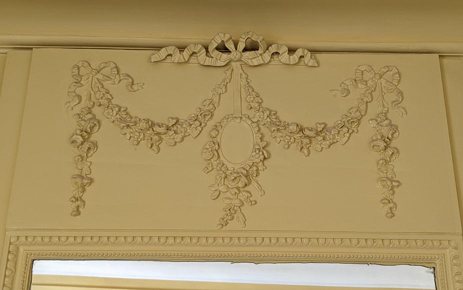 Louis XVI style trumeau decorated with a garland of flowers Louis XVI style trumeau decorated with a garland of flowers-1
