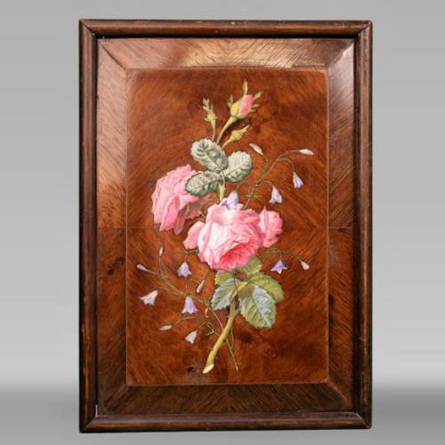 Of roses and bellflowers, the precious porcelain marquetry panel by Julien-Nicolas RIVART