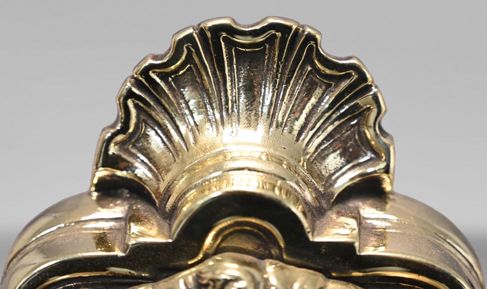 Pair of andirons with lion heads Pair of andirons with lion heads-3