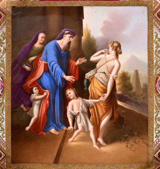 Gilt bronze guéridon with painted porcelain plaque, after Adrian VAN DER WERFF, “The Dismissal of Hagar”-3