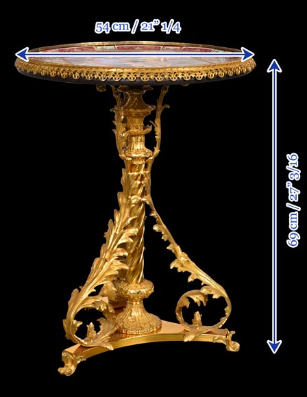 Gilt bronze guéridon with painted porcelain plaque, after Adrian VAN DER WERFF, “The Dismissal of Hagar”-14