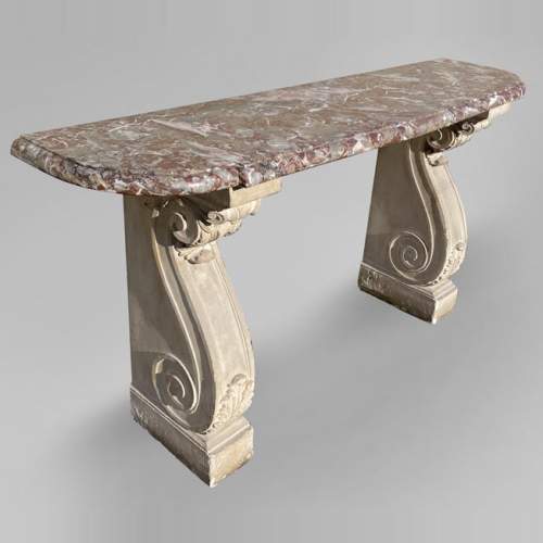 Royal Red marble console with stone legs
