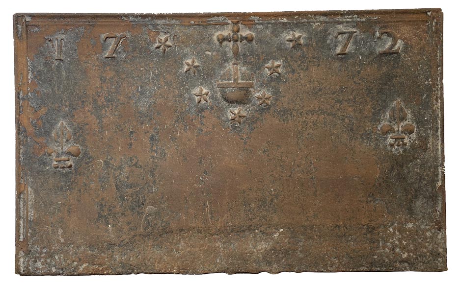 Large fireback with fleur-de-lys, dated 1772 Large fireback with fleur-de-lys, dated 1772-0