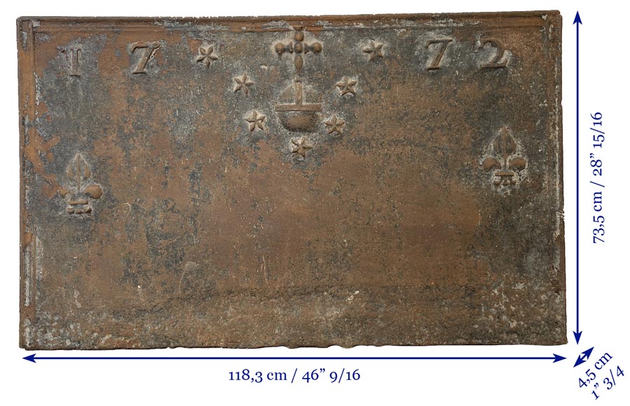 Large fireback with fleur-de-lys, dated 1772 Large fireback with fleur-de-lys, dated 1772-9