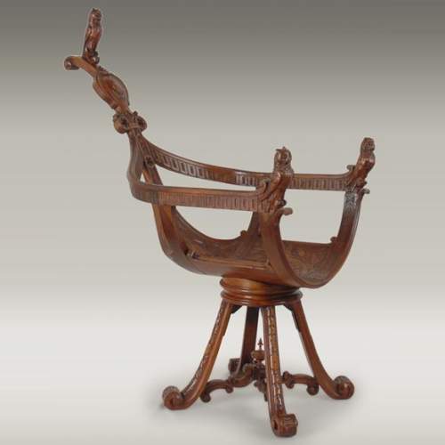 Italy, 19th century, Rare armchair with owls.