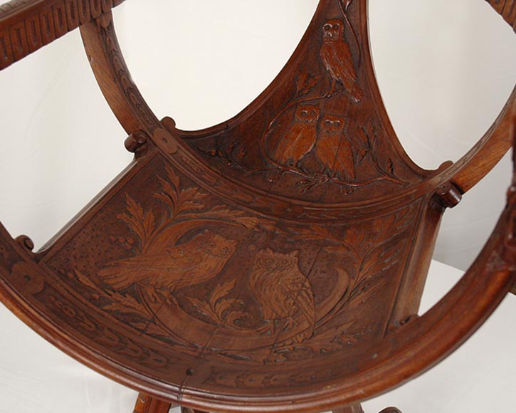 Italy, 19th century, Rare armchair with owls. Italy, 19th century, Rare armchair with owls.-4