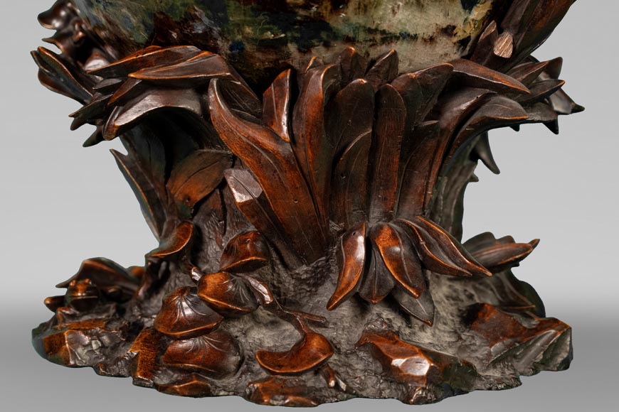 Impressionist decor, large earthenware vase by Louis Auguste LEPÈRE for Faïencerie LAURIN Impressionist decor, large earthenware vase by Louis Auguste LEPÈRE for Faïencerie LAURIN-6