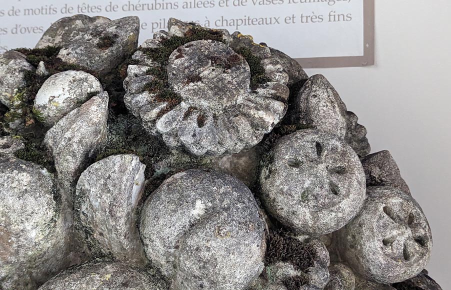 Important pair of carved stone fruit baskets Important pair of carved stone fruit baskets-3