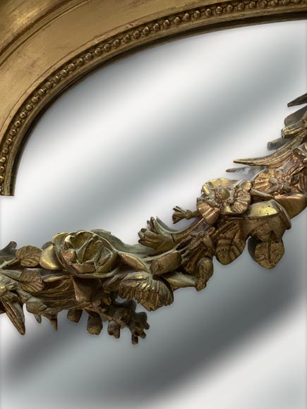 Napoleon III style gilded trumeau with pilasters and flower garlands Napoleon III style gilded trumeau with pilasters and flower garlands-2