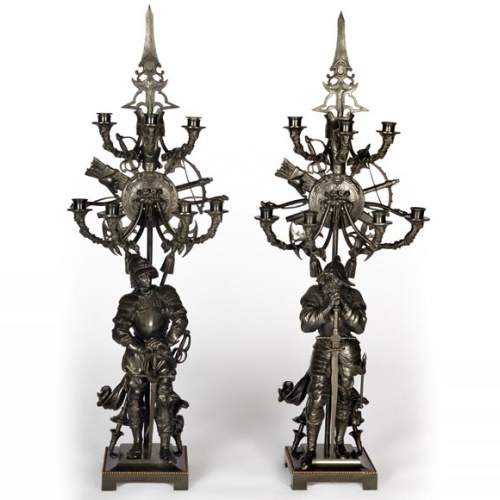 Jean-François GECHTER (1796-1844)  (follower of) Pair of Candelabras in bronze
